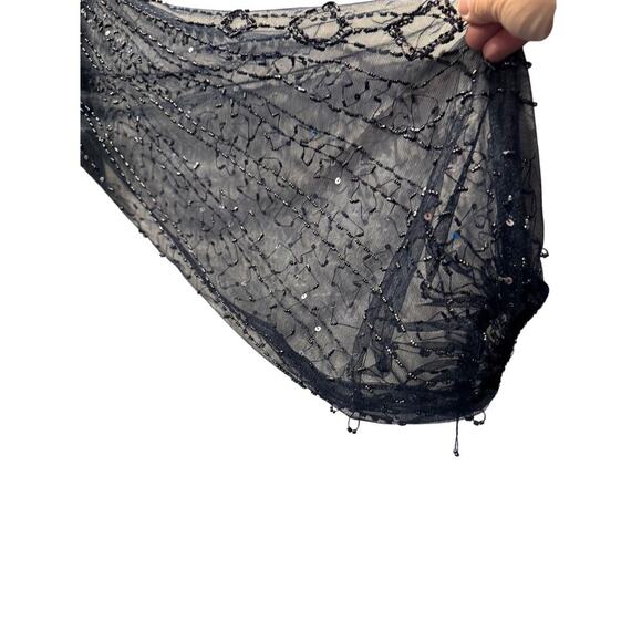 Adrianna Papell 40398 Bishop Sleeve Beaded Bodice Dress, Navy, 16, MOB, Preowned - Picture 11 of 14